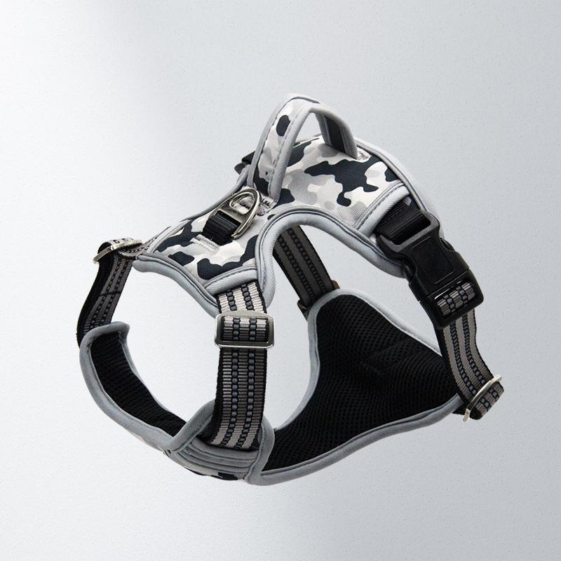 Classic Camouflage Pet Harness Adjustable Reflective Medium & Large Dog Harness Mesh Breathable with Control Handle To Prevent Bursting