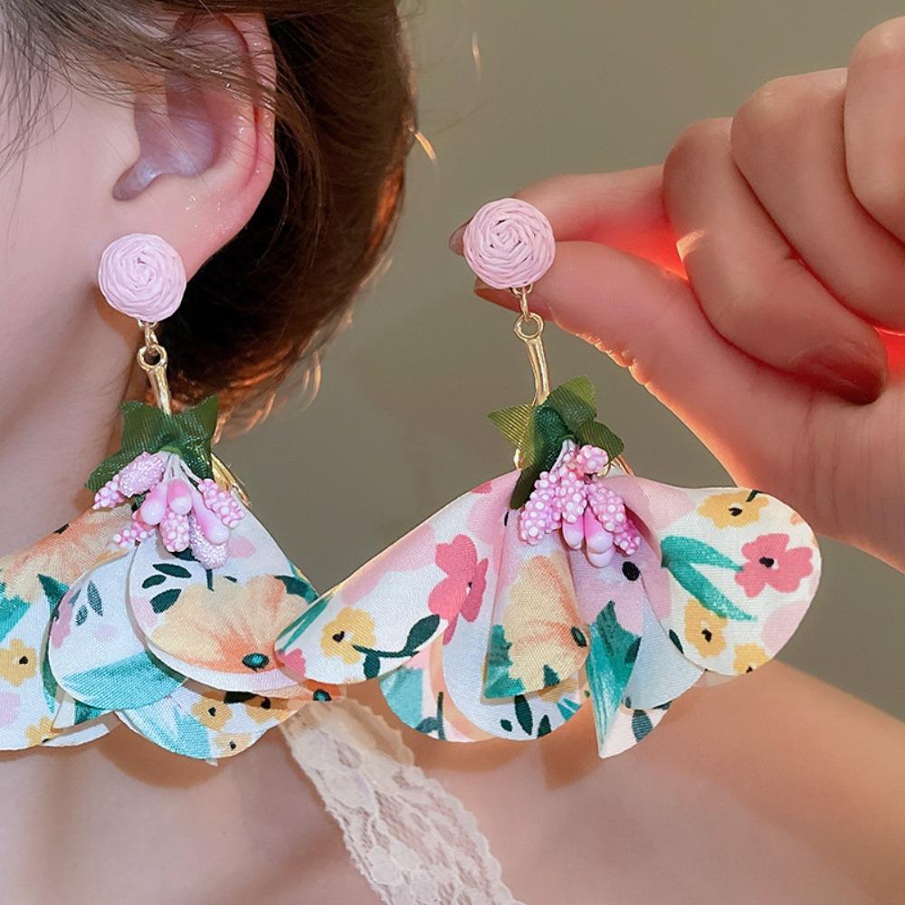 Tassel Flower Dangle Earrings Sweet Petals Stud Earrings Romantic Beach Earrings Seaside