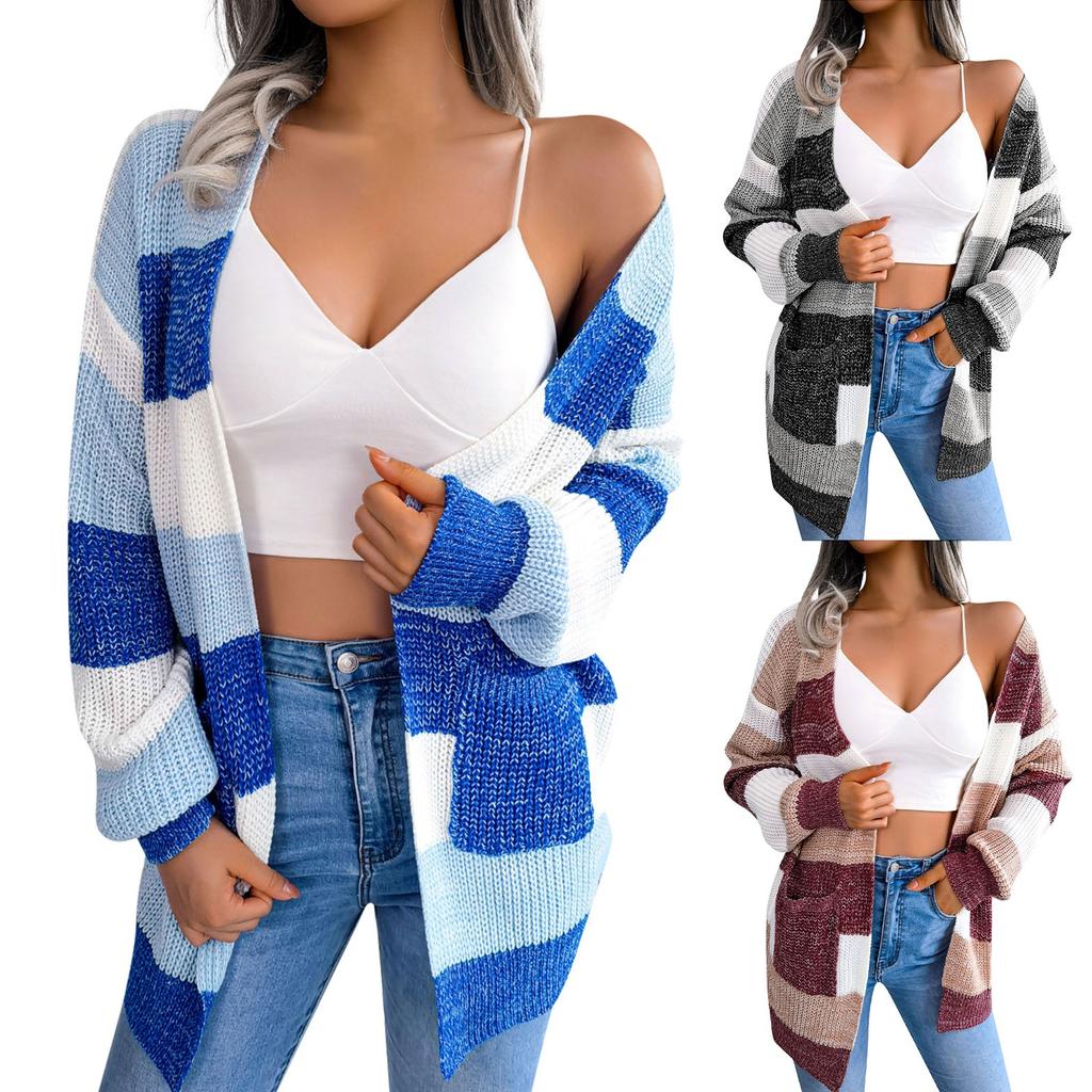 Women Open Front Long Knit Cardigan Sweater