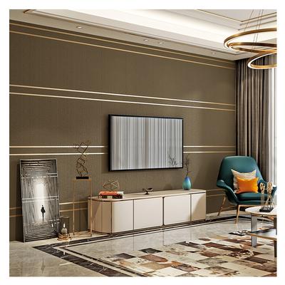 9.5M Roll Modern Wallpaper Deerskin Velvet Wallpaper Non-woven Fabric 3D Stripe Living Room Bedroom TV Background Wall Stickers