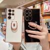 Suitable for Galaxy S23U mobile phone case electroplated bear Samsung S20FE Apple 17 bracket ring protective case
