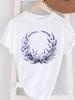 (Asian Size) Short Sleeve Women's Top T Female Print  Fashion ladies O-neck Casual trend lovely flower cute Clothing  Graphic Tee T-shirts