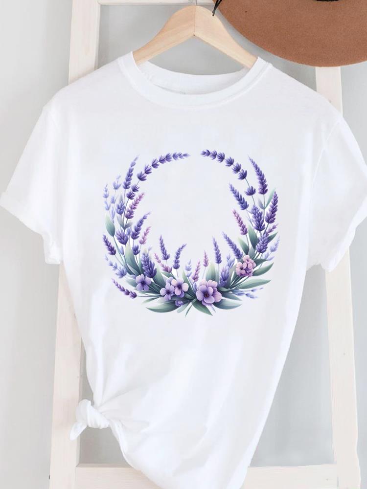 (Asian Size) Short Sleeve Women's Top T Female Print  Fashion ladies O-neck Casual trend lovely flower cute Clothing  Graphic Tee T-shirts