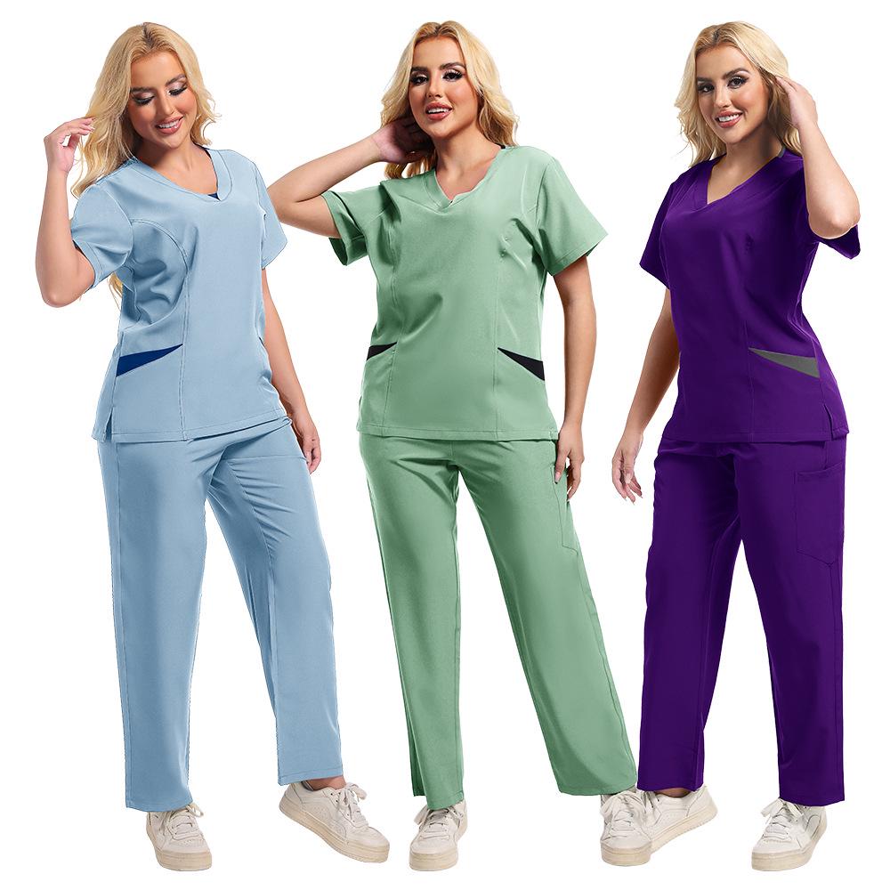 Nurse Uniform Scrub Suit for Operating Room: Breathable, Sweat-Absorbent Two-Piece Medical Workwear Set.