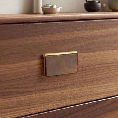 Walnut Flip Handle No-drill Invisible Drawer Handle Modern Minimalist Wardrobe Cabinet Concealed Door Kitchen Cabinet Handle