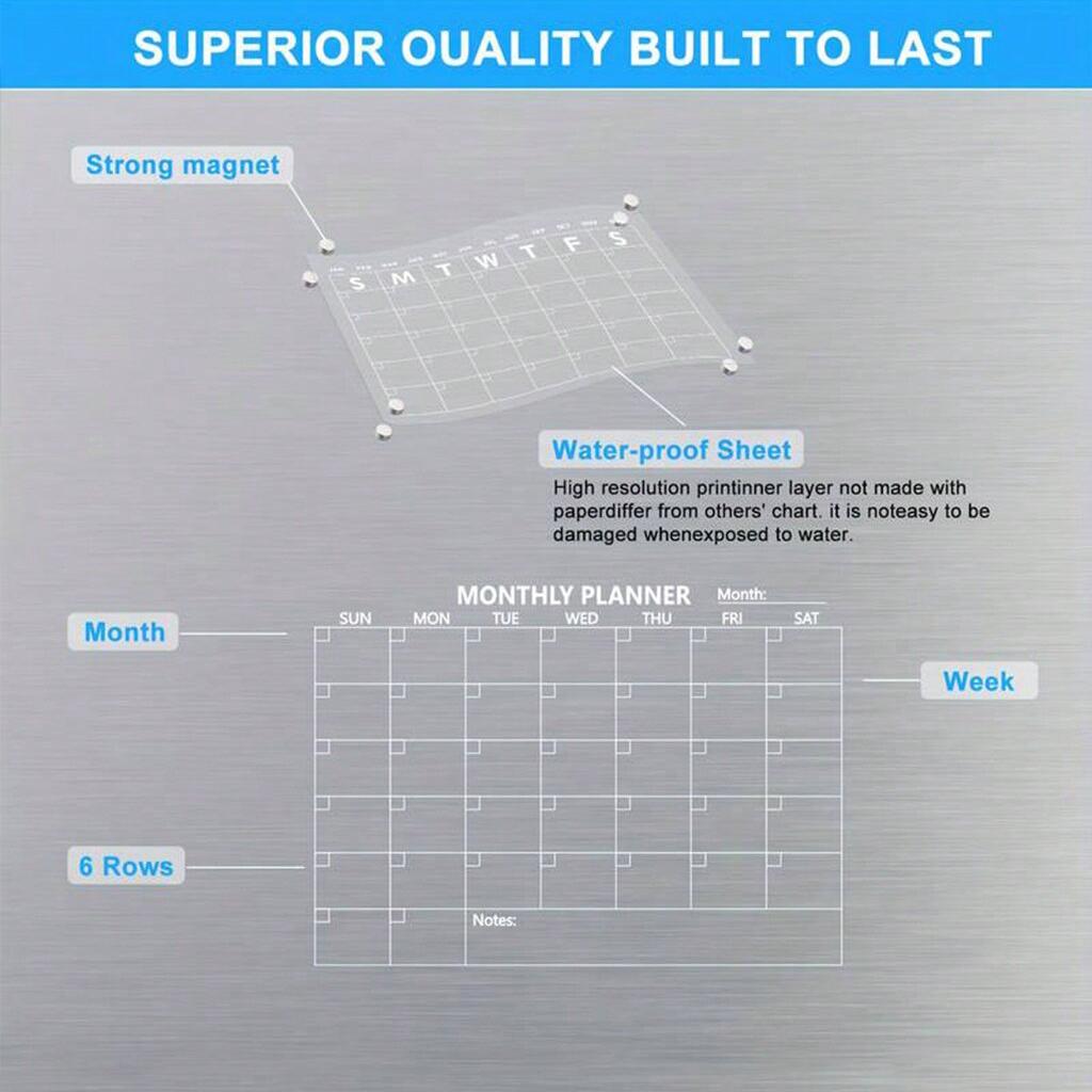 Multi-Use Dry Erase Board Calendar Anti-slip In Magnetic Calendar Board with Calendar Board Planner Reusable Magnetic Dry Erase