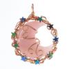 Natural Crystal Moon Pendant, Handmade Copper Wire Wrapped Gemstone Jewelry