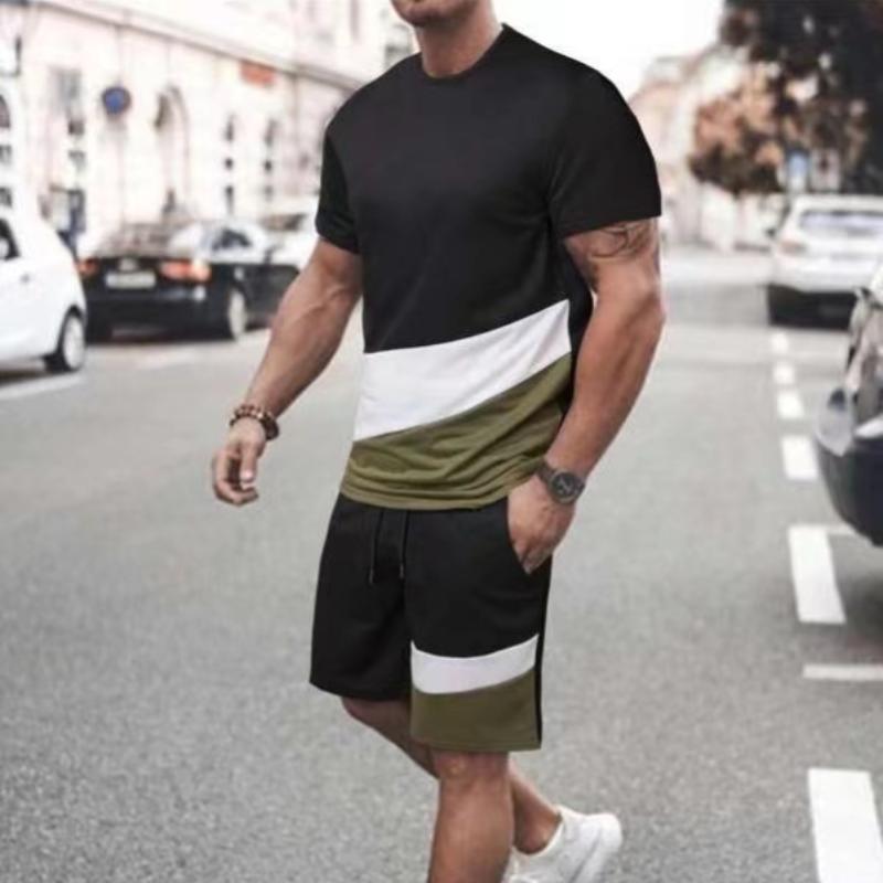Summer Men Set New Tee Outfit Sweat Suit Tshirt For Man Sportswear Men Short Suit Casual T-Shirt+Shorts 2Piece Mens Tshirts Sets