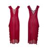 Mesh Long Ruffle Nightgown Backless Cami Pearl Decor Sexy Women's Comfortable Loungewear 885 Romantic Glamorous Sleepwear with Elegant Accents