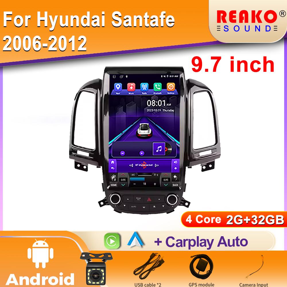 4G For Hyundai Santafe 2006-2012 Car Radio Android Auto GPS Navigation Head Unit Multimedia Player Video Output WIFI 2din DVD