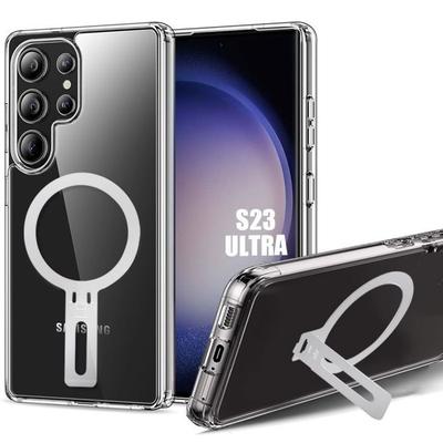 Protective Case - BOOLING - for Samsung Galaxy S23 Ultra - Shockproof Silicone - Magnetic Holder - Transparent