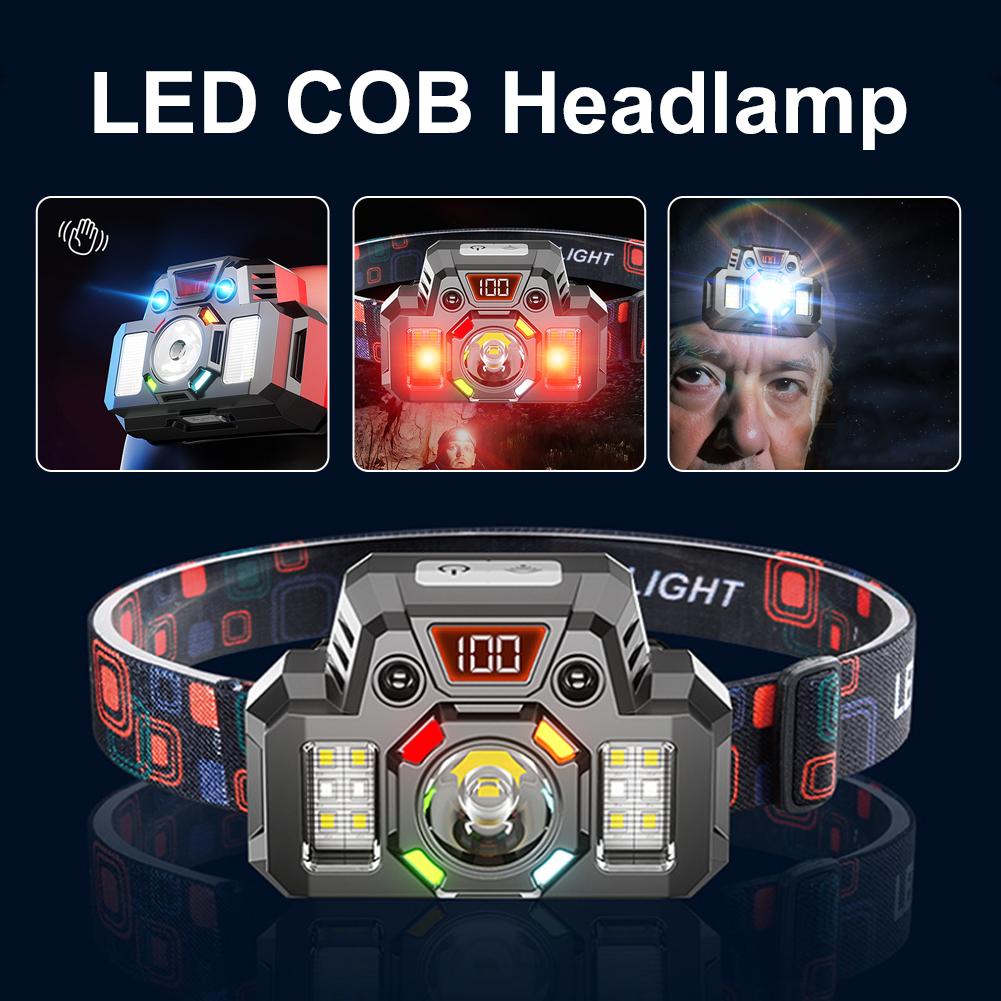 Led Strong Light Headlamp USB Rechageable Motion Sensor Headlight Portable Fishing Camping Outdoor Head Lamp Work Flashlight