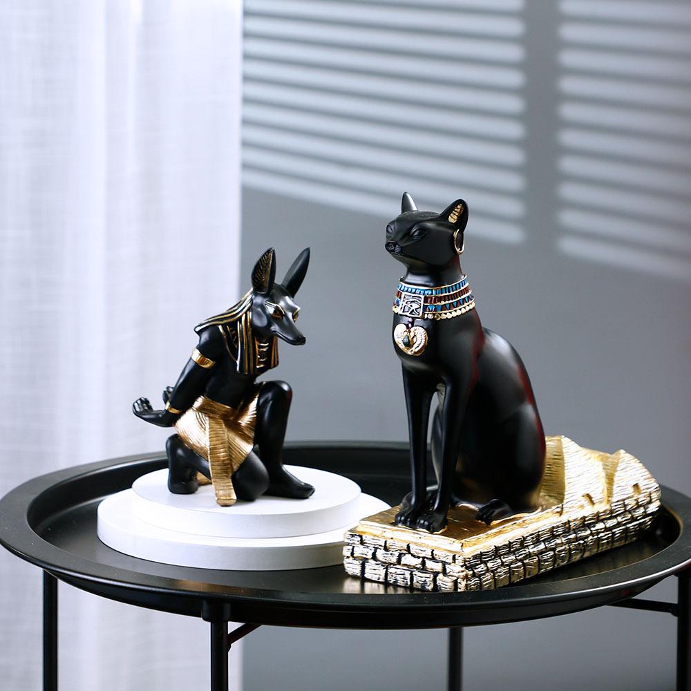 Kreatives Harz Weinregal Ägyptischer Anubis Hundegott Katzengott Ornament Wohnzimmer Büro Schrank Dekorationen