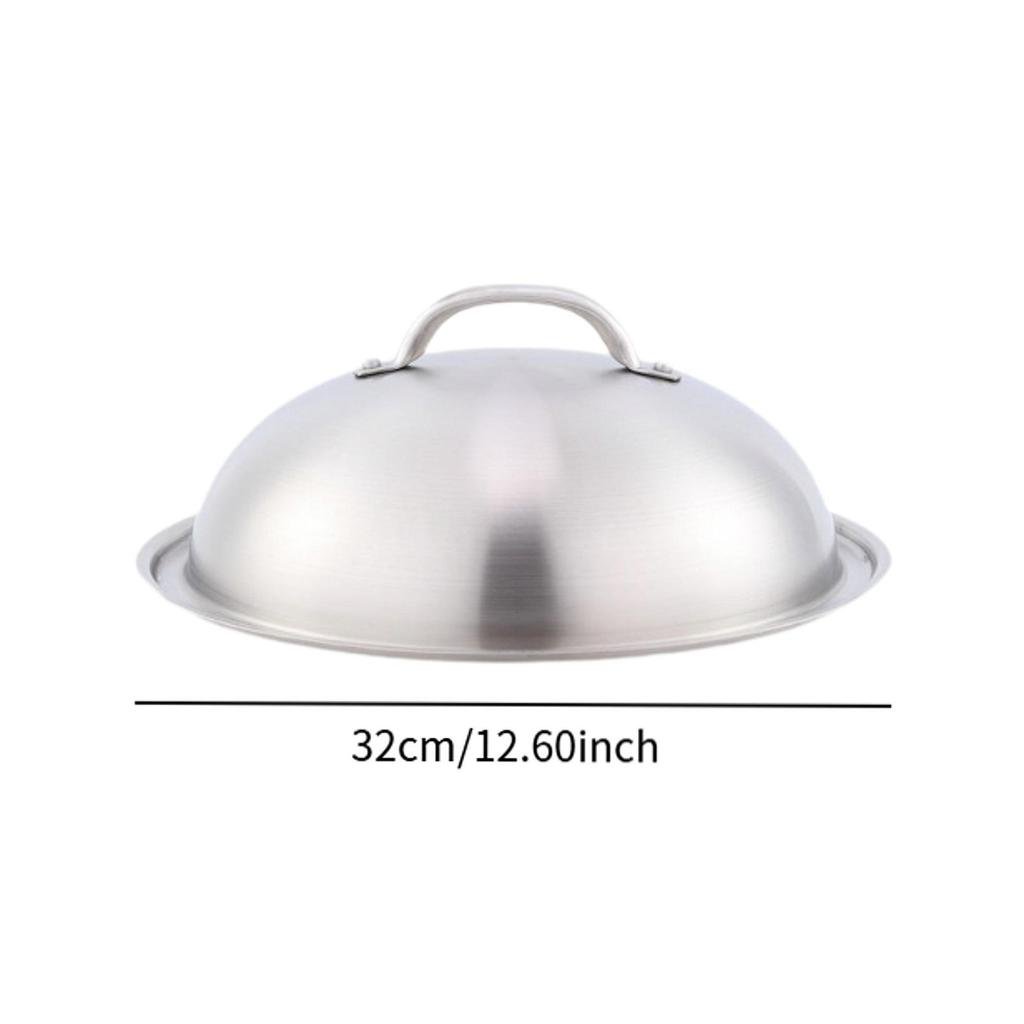 Round Basting Cover 12.6'' with Handle Grilling Stainless Steel Cheese Melting Dome for Steak Cooking Kitchen Burgers Sandwiches