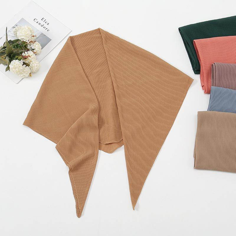 New hot-selling chiffon crumpled square scarf, solid color fashionable pleated shawl bag head multi-purpose yarn scarf