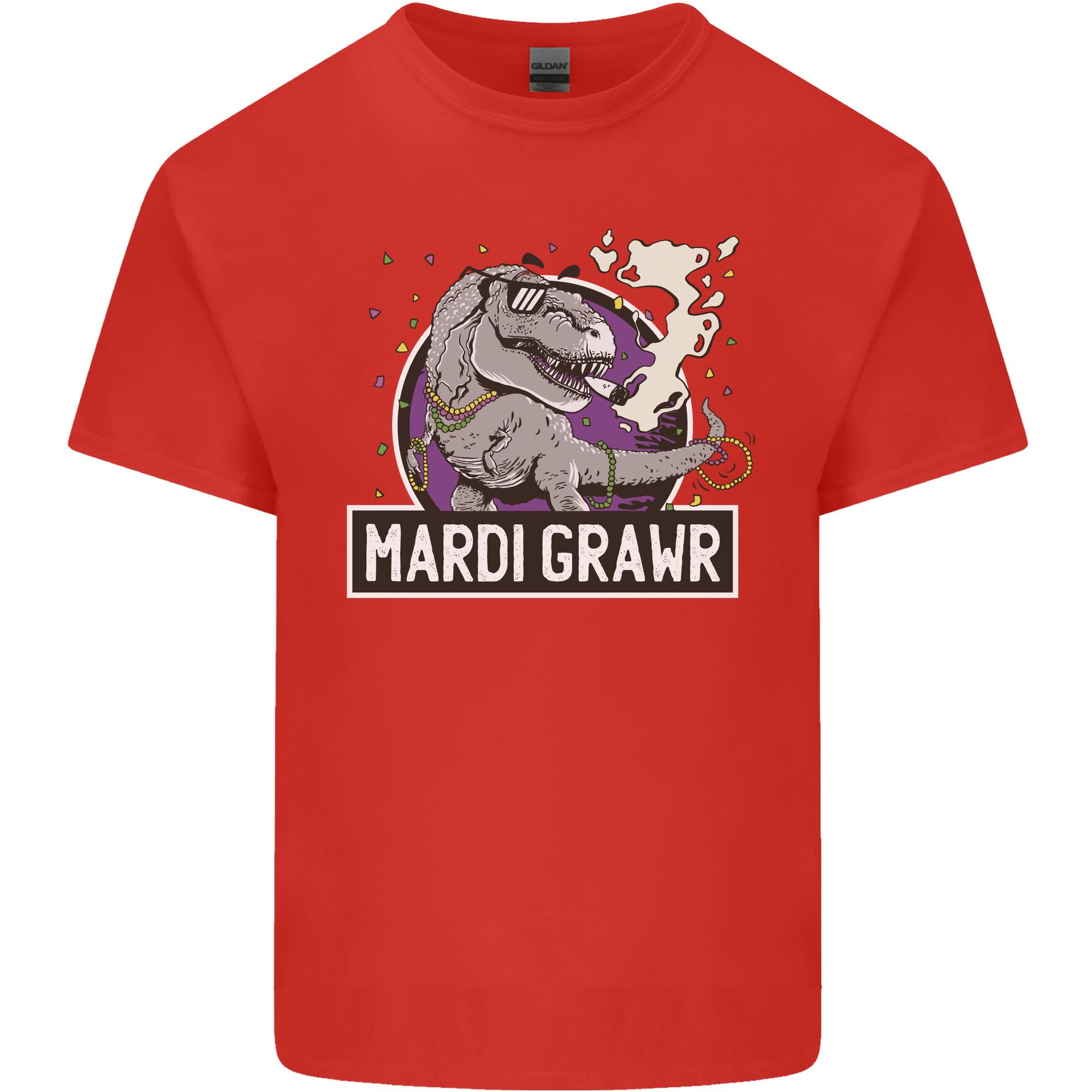 Funny TRex Mardi Gras Grawr Dinosaur Unisexs Light Cotton TShirt S