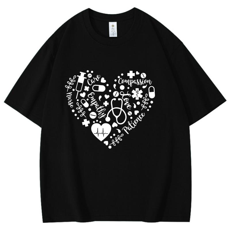 Hot Caring Nurse Funny Summer Cotton Tshirt Harajuku Simple Love Print Fashion Short Sleeve Summer Casual Tshirt Top Shirt