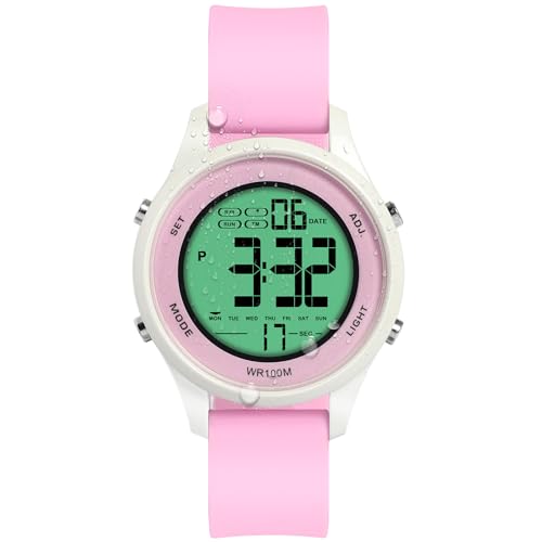 

Women s Waterproof Multi-Function Sports Watch with Alarm, Stopwatch, Calendar, Dual Time, 12-Hour or 24-Hour Display, Surfing, and Diving