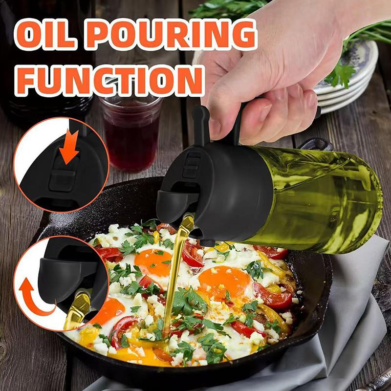 2-In-1 Dark Glass Oil Sprayer Olive Oil Dispenser Black Lightproof Oil Sprayer For Cooking Salads And Barbecues Barbecue Tools