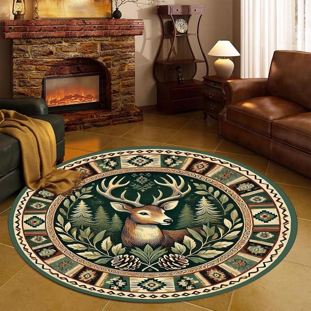 Retro American Carpet Round Chair Carpet Bedroom Bedside Stain Resistant Water Absorbing Carpet