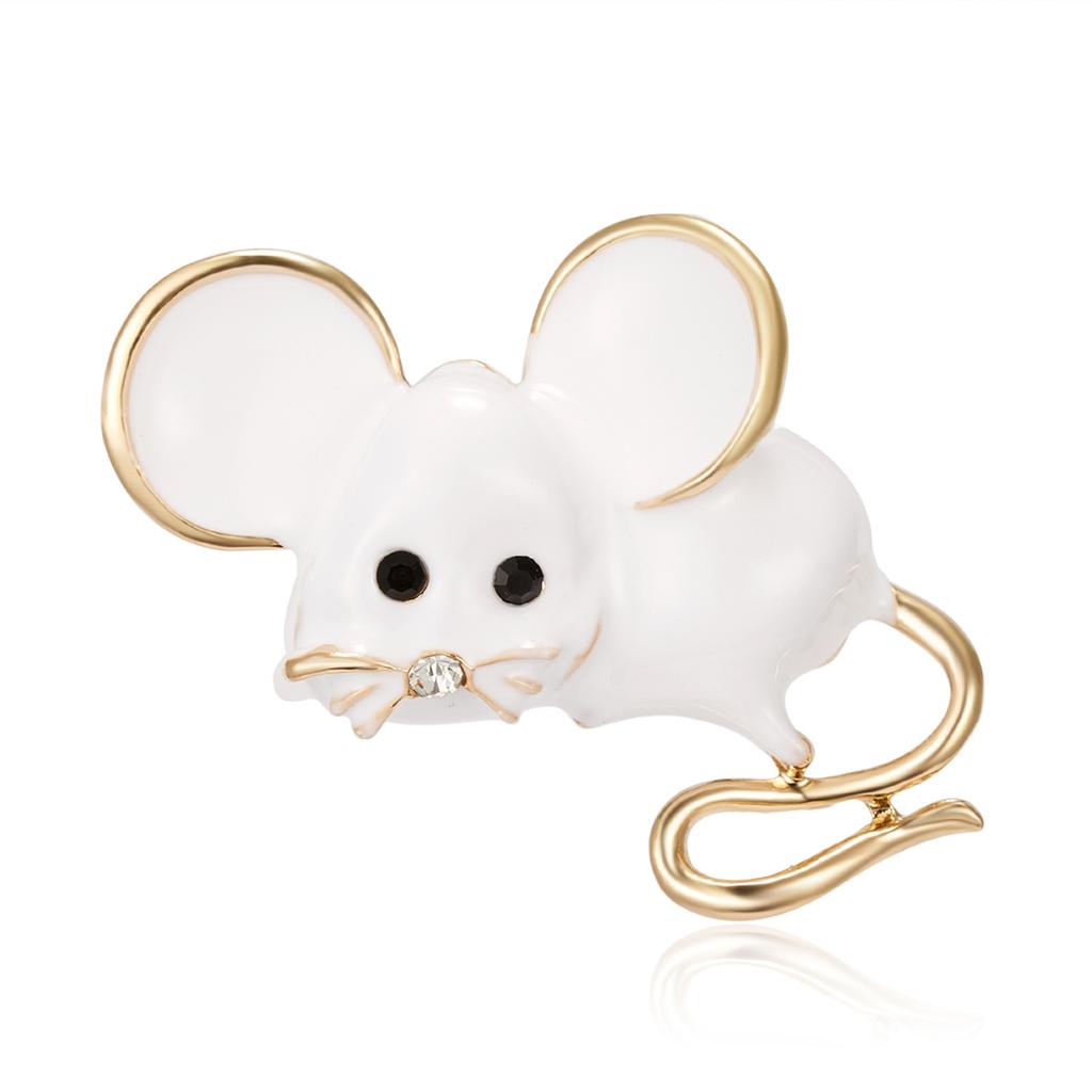 Cartoon Black White Enamel Mouse Brooches For Women Lovely Animal Lapel Pins Funny Rats Backpack Bag Badge Party Jewelry Gifts