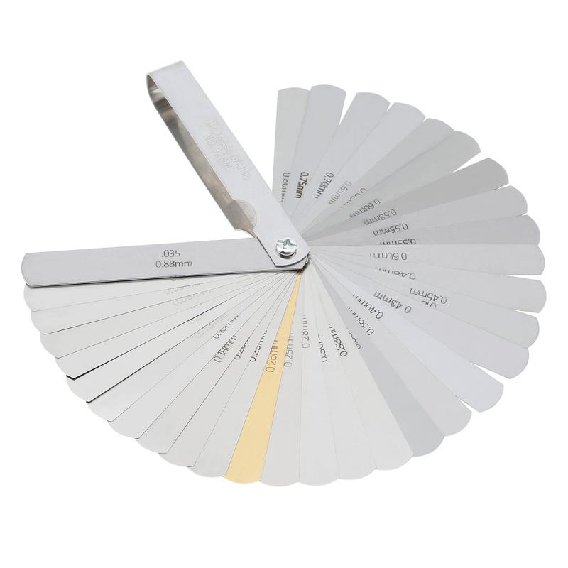 32 Blades Feeler Gauge Metric Gap Filler Gauge 0.04-0.88mm Stainless Steel High Precision Thickness Gauge Measurement Tool