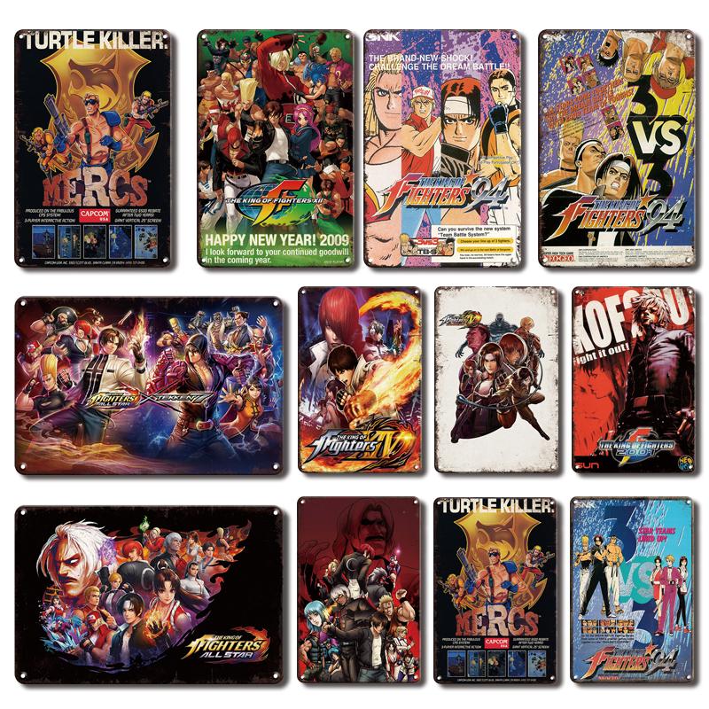 

Потертый шик KOF игровой постер, металлическая жестяная вывеска, винтажное украшение для геймерской комнаты, металлическая пластина, ретро, ​​домашний декор, аксессуары, дверные таблички