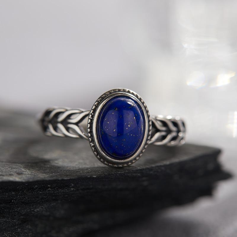 S925 Sterling Silver Natural Kyanite Color Treasure Fashion Ring Women'S Open Ring