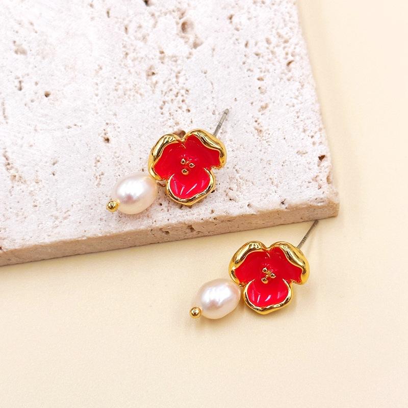 Mittelalterliche Ohrringe Sind Modisch, Süß Und Exquisit, Tropfglasur Blumenohrringe, Temperamentvolle Ohrringe.