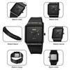 Square Watch Men Leather Strap Black Simple Slim Stylish Wristwatch Gentleman Waterproof Business Casual Male Gift Gold Black