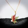 Classic Necklace for Women's Color Epoxy Butterfly Pendant Inlaid Pearl Necklace Handmade Enamel Jewelry Women's Sweater Chain