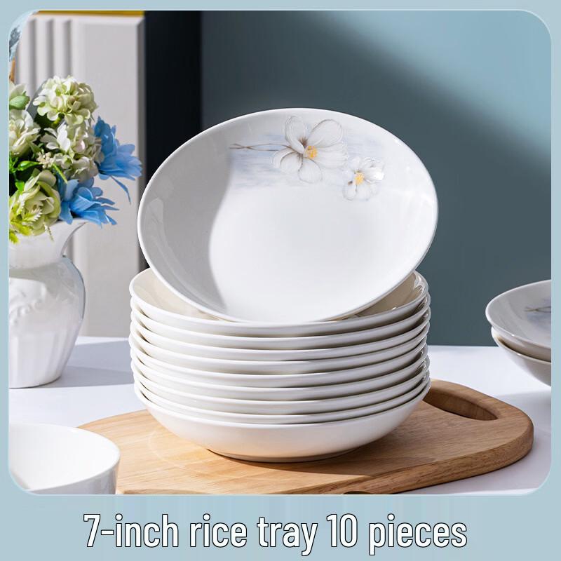 OIMG White Orchid Ceramic Dining Set