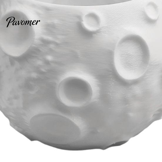 Space Inspired Gift 3D Printed Lunar Flowerpot for Succulents, Creative Moon Surface Planter Decorative Photography Prop Desktop Decor, Minimalist