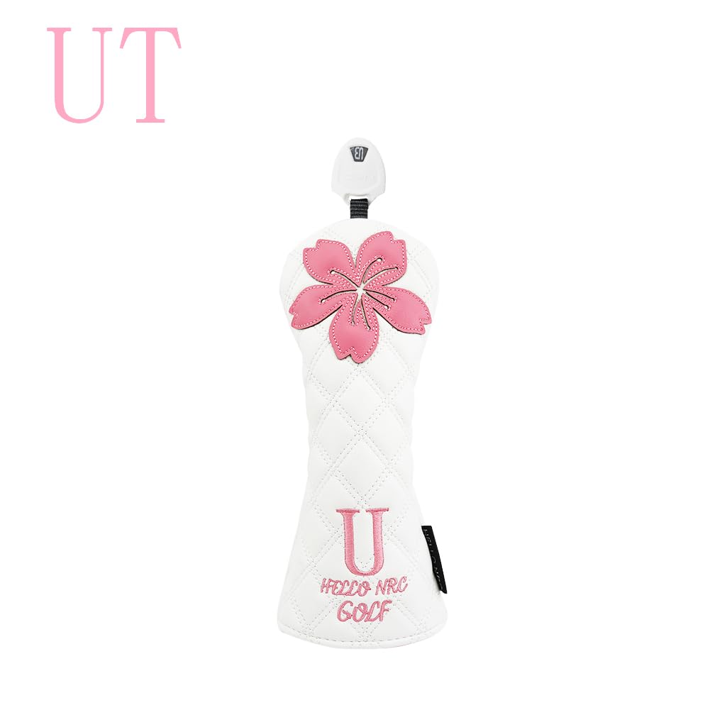 Head Cover Driver 440cc 460cc Golf Cover Wood Cover Utility Golf Head Cover UT Waterproof Sakura (White, DR)