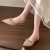 Single Shoes Rhinestone Women's Flat Shoes Celebrity with Femininity Shallow Mouth Pointed Skirt 2025 New Bag Head Sandals Women's Summer