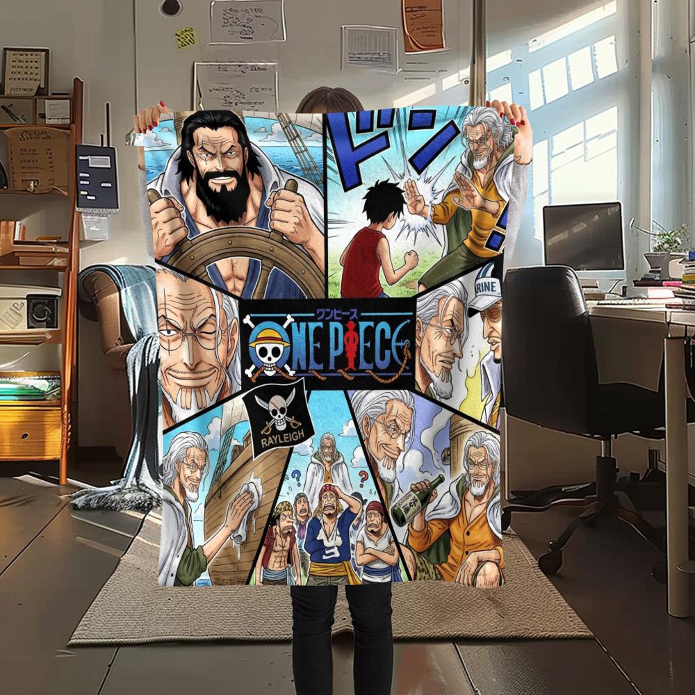 1PC One Piece Poster Patterned Flannel Blanket Suitable For All Seasons For Home Decor Warmth And Comfort Gifts Holiday Present