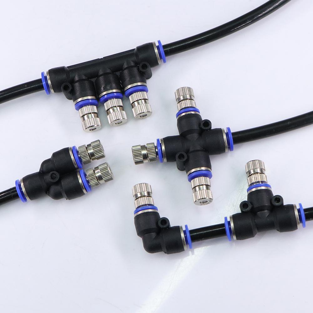 6-type 6mm Low-pressure Misting Nozzles Fine Atomization Sprayer Garden Irrigation Cooling Humidification Quick Insert Slip Lock