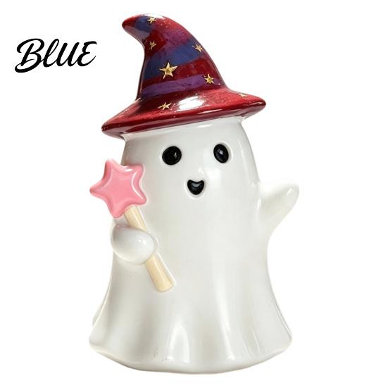 Reading Ghost Decoration Halloween Resin Figurine Creepy Witch Hat Statue Decor Pumpkin Ornament for Holiday Party
