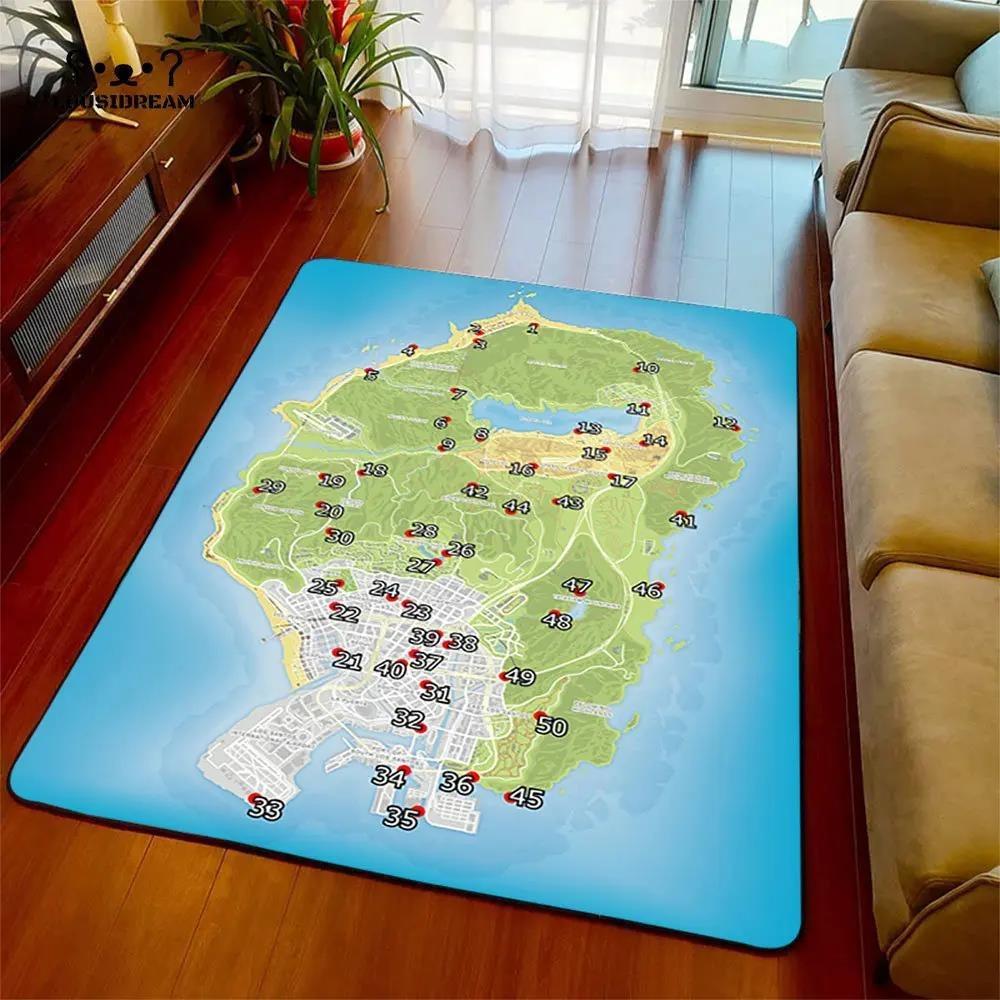 3D Middle Earth Map Large Carpet Rug for Home Living Room Bedroom Sofa Doormat Decor Vintage Fantasy Floor Mat for Library Study
