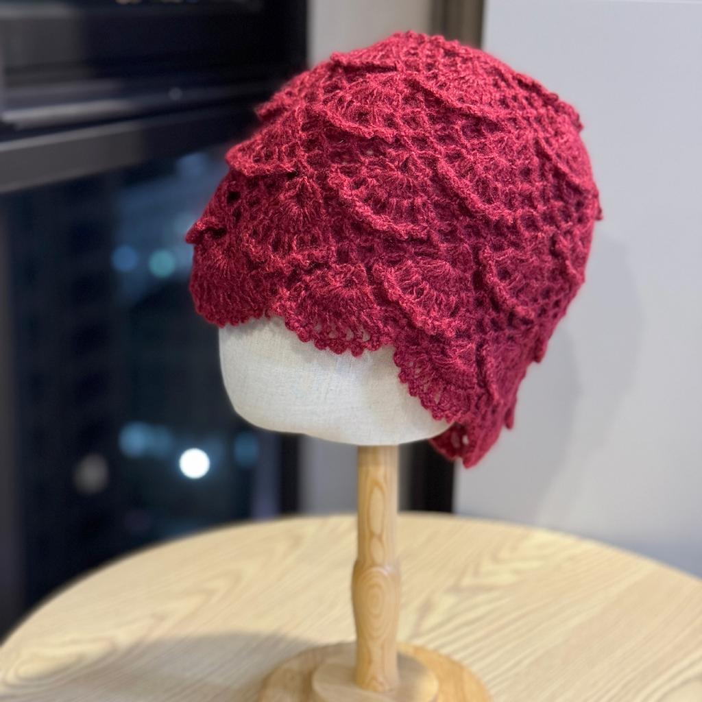 New Double Layered Hand Crocheted Pullover Hat for Women In Autumn and Winter Korean Version Versatile Warm Knitted Woolen Hat Trendy Baotou Hat