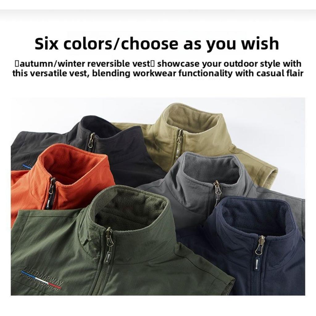 Kapsa, Podzimní a zimní oboustranná pánská outdoorová fleecová vesta, Fleecová vesta, Rameno s fleecem a silná vesta