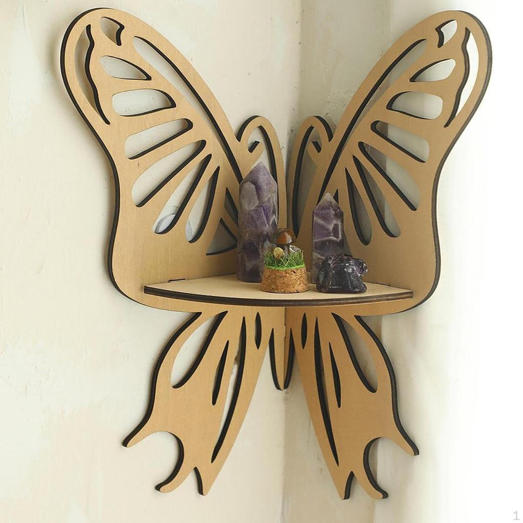 Butterfly Corner Shelf, Wall Organizer, Decorative Floating Wooden Suitable for