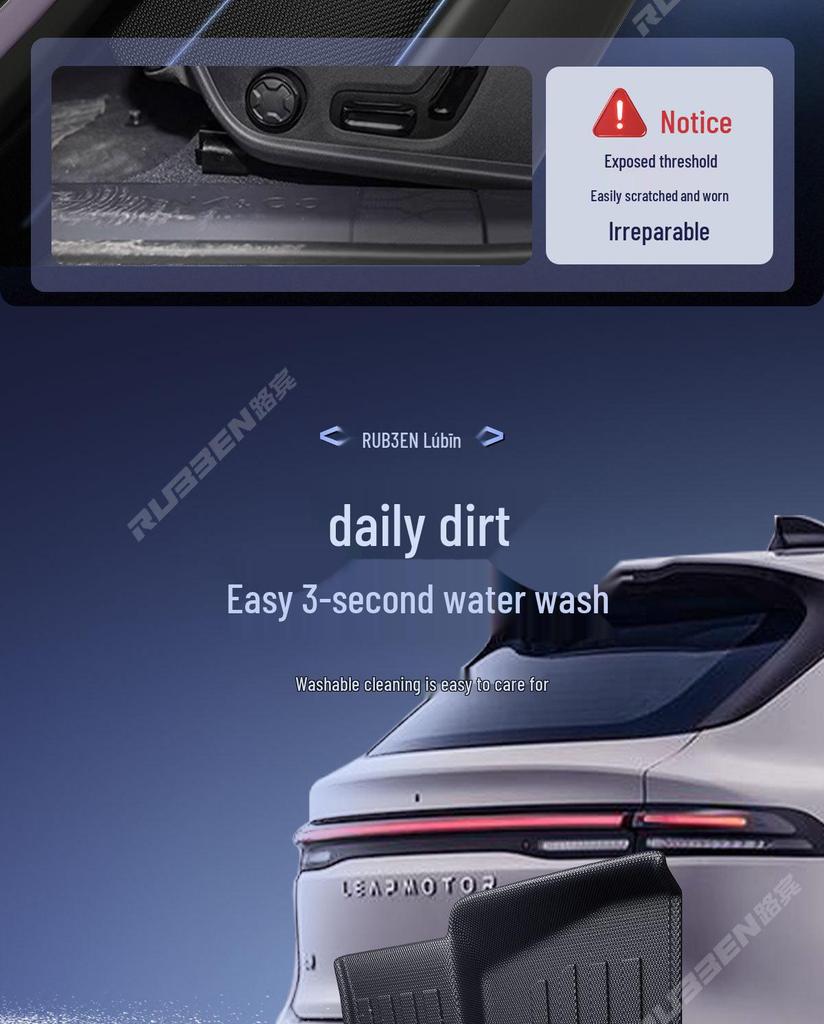 Lubin TPE Threshold Foot Pads for Leapmotor C10: Full Coverage Interior Modification Accessory