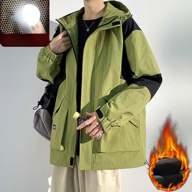 Hooded Jacket Men's Spring and Autumn Trendy Loose Handsome Casual Jacket Large Size Loose Youth Jacket Men's Jacket