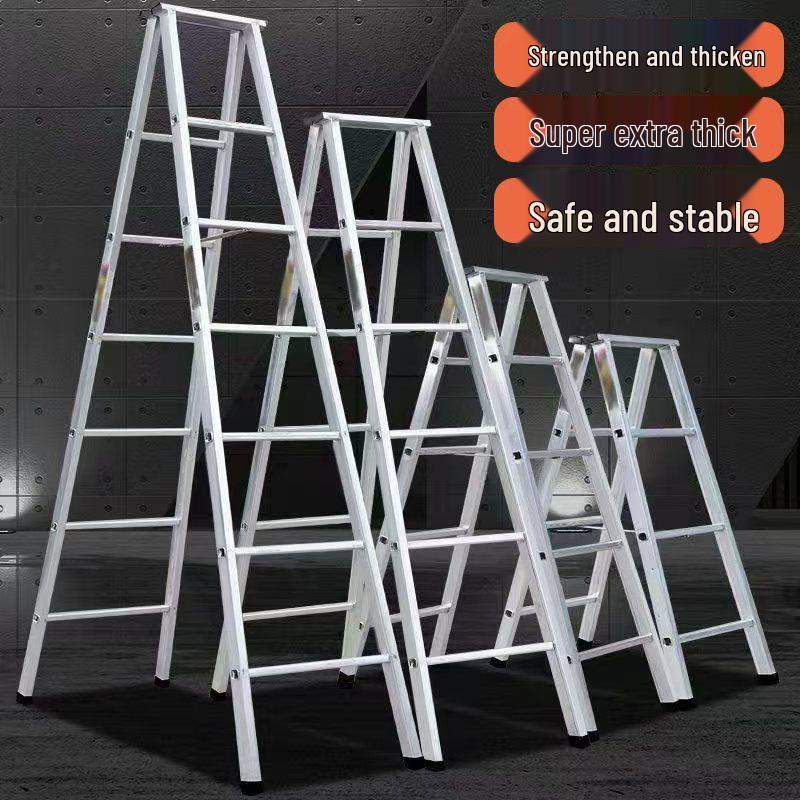Non-Slip Herringbone Engineering Ladder, Reinforced Iron Square Tube with Galvanized Pipe, Thickened for Household Use
