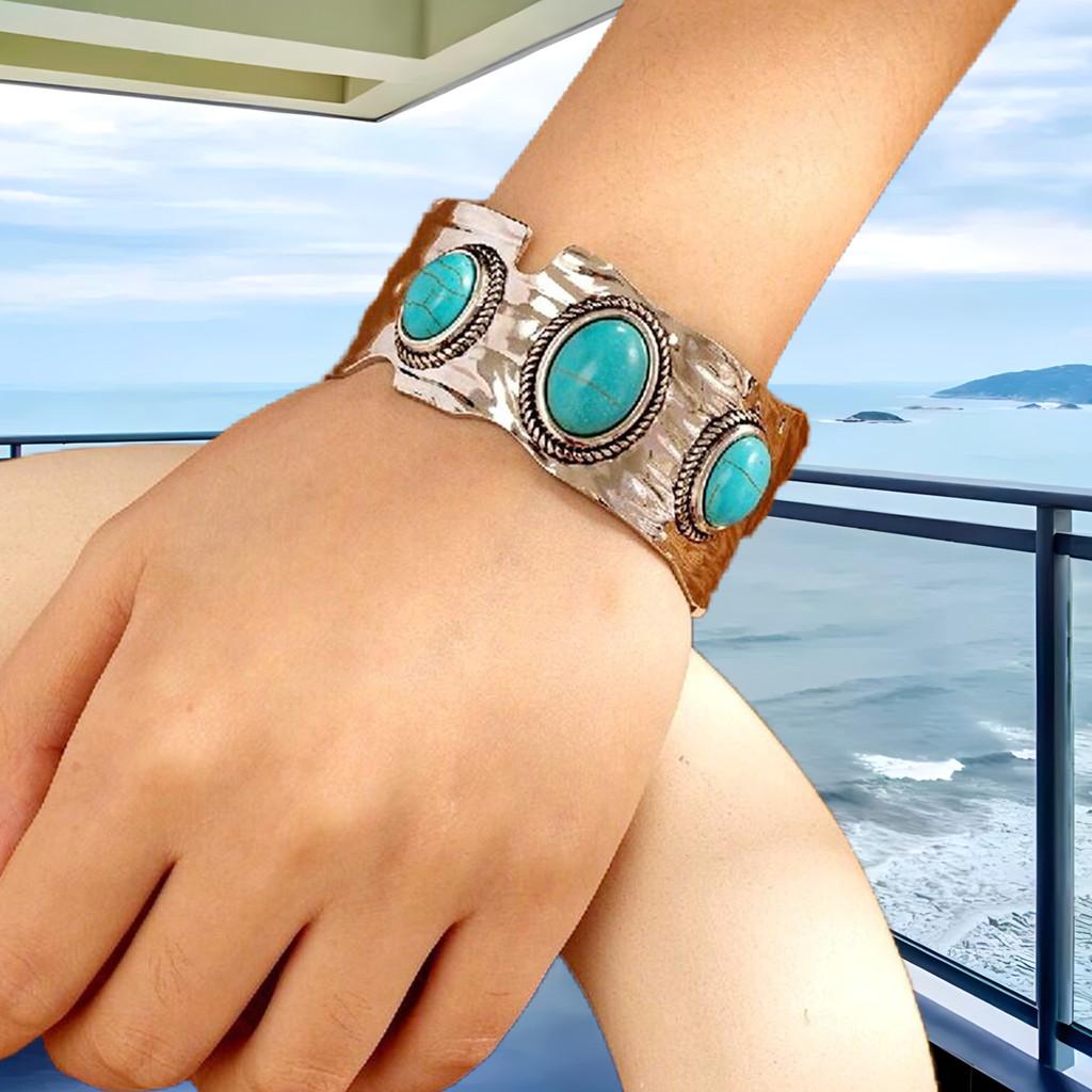 Boho Chic Alloy Geometric Hand Bracelet With Turquoise For Womens Fashion Scene