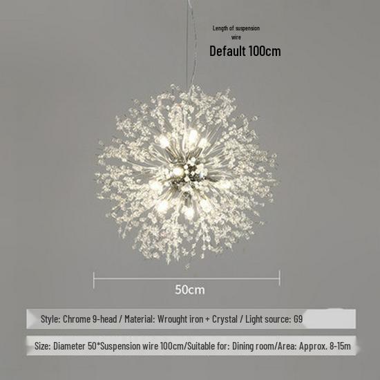 Dandelion Crystal Firework Chandelier: Modern Minimalist Light for Restaurants, Bedrooms, Bars, and Retail Displays