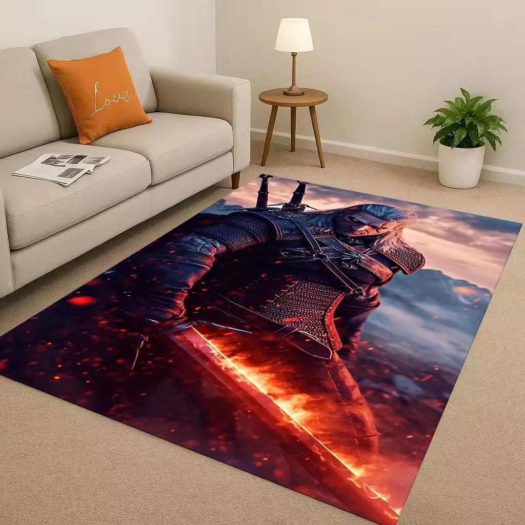 HD The W-Witcher Game Geralt Gamer Cartoon Living Room Non-Slip Area Rug Carpet For Bedroom Playroom Sofa,Home Doormat Kid Gift