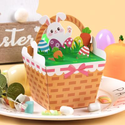 10pcs Easter Paper Candy Boxes Cute Bunny Rabbit Gift Packing Bags Easter Party Supplies Kids Birthday Baby Shower Gift Box