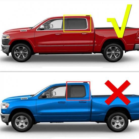 2P Rear Side Window Trim Decorate For Dodge Ram 1500 -2025 Accessories Black